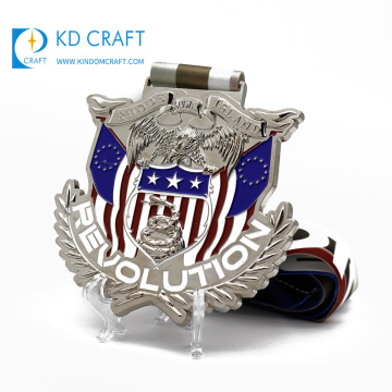 Medalla militar de recuerdo plateada de plata personalizada al por mayor del logotipo del águila del esmalte del metal